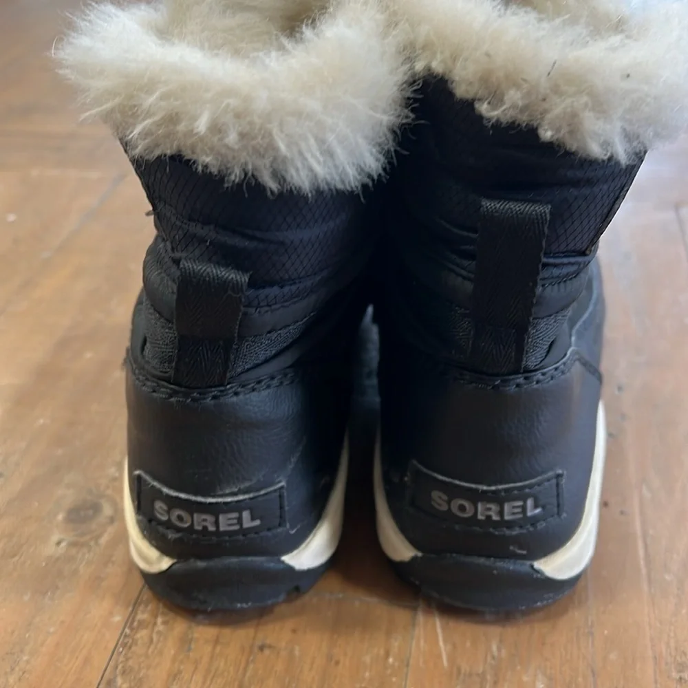 Sorel Whitney black faux fur winter boots